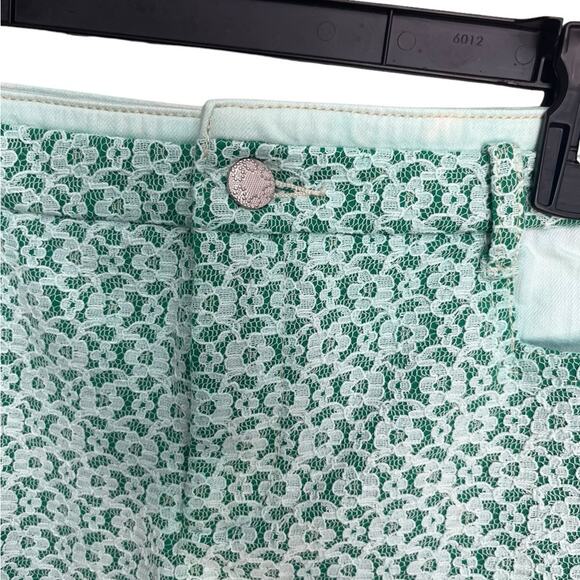 CARTONNIER Anthropology Green Rose‎ Point Lace Pocket Shorts Women’s Size 10 - Picture 4 of 9